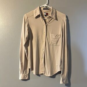 Tommy Hilfiger Cream Casual Button Down Shirt Size 8